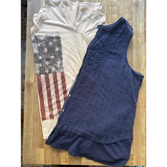 Women's Plus Size Red White and Blue Crochet Flowy Blouse Bundle 3X - Picture 1 of 4